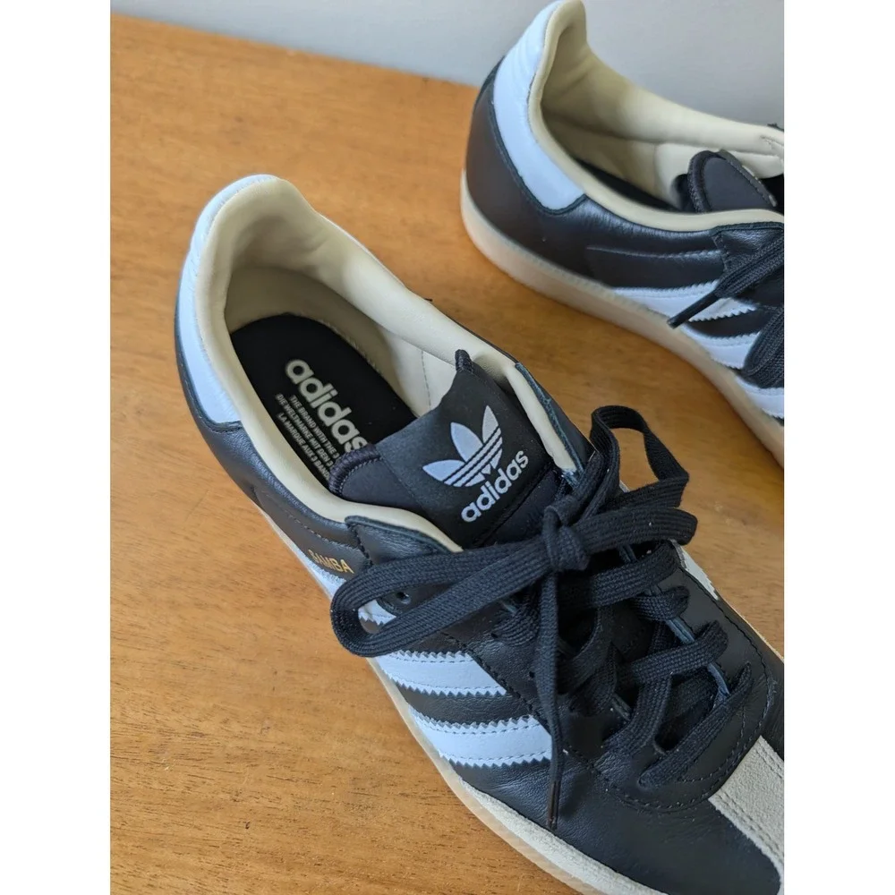 Adidas Samba OG Black White Gum Leather Sneakers B75807 Mens 9 US